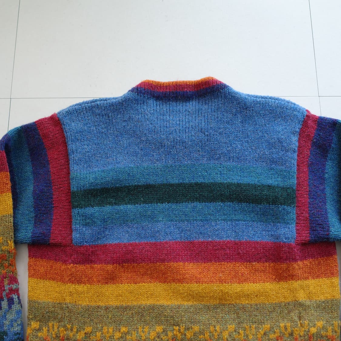 90s 엘엘빈 에스닉 나바호 아즈텍 아일랜드제 울 100% 니트 L 상품이미지7