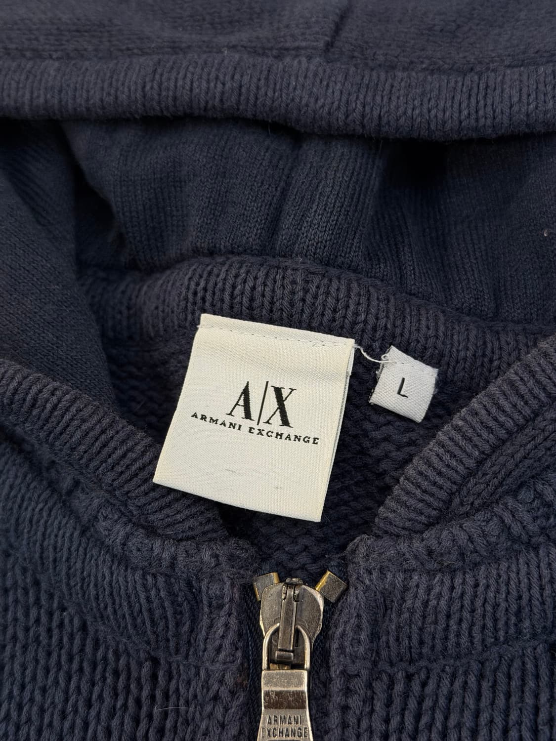 아르마니 익스체인지 투웨이 케이블 후드 니트 네이비 상품이미지6
