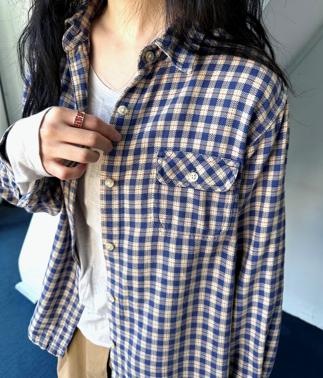 Cotton nel check work shirt 상품이미지4