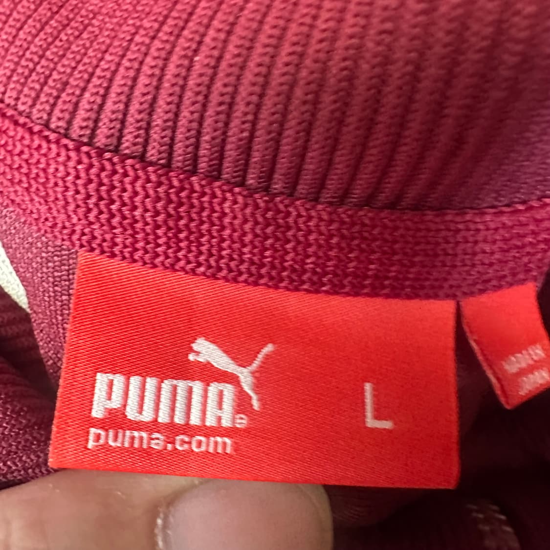 푸마 화이트 사이드라인 버건디스트라이프트랙탑져지 L 상품이미지3