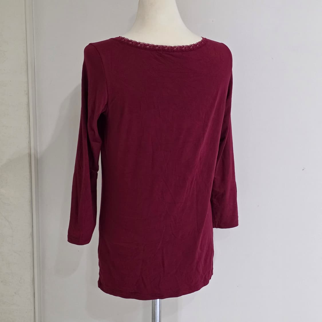 레드 버건디 고딕 레이스st 슬리브 긴팔티셔츠 상품이미지4