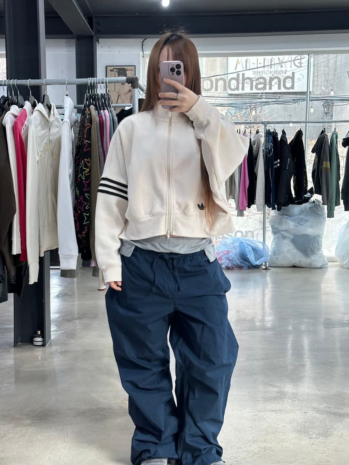 아디다스 뉴클래식 크롭 투웨이 트랙탑져지 크림 상품이미지2