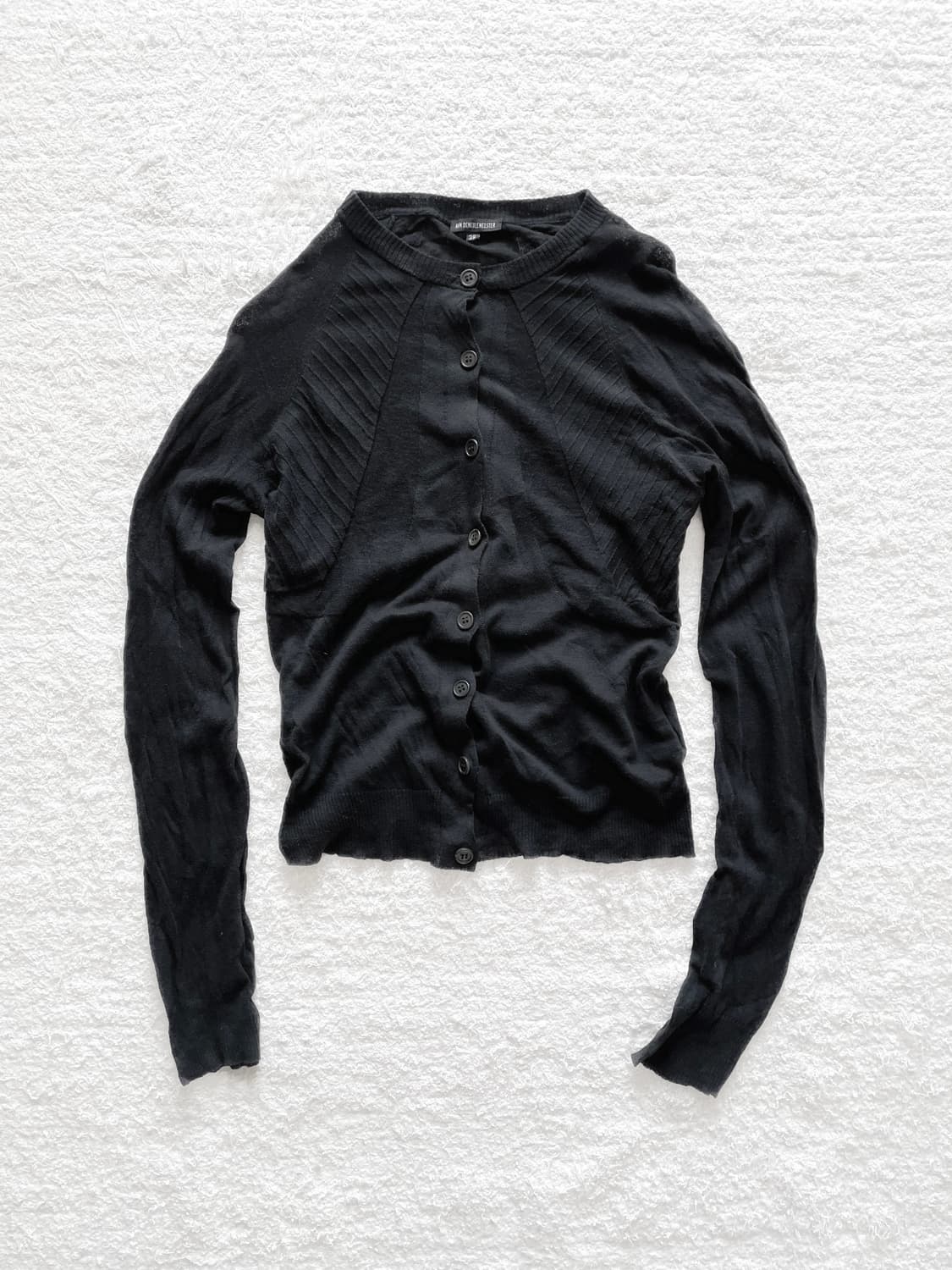 블랙 립 패널 린넨 가디건 상품이미지1