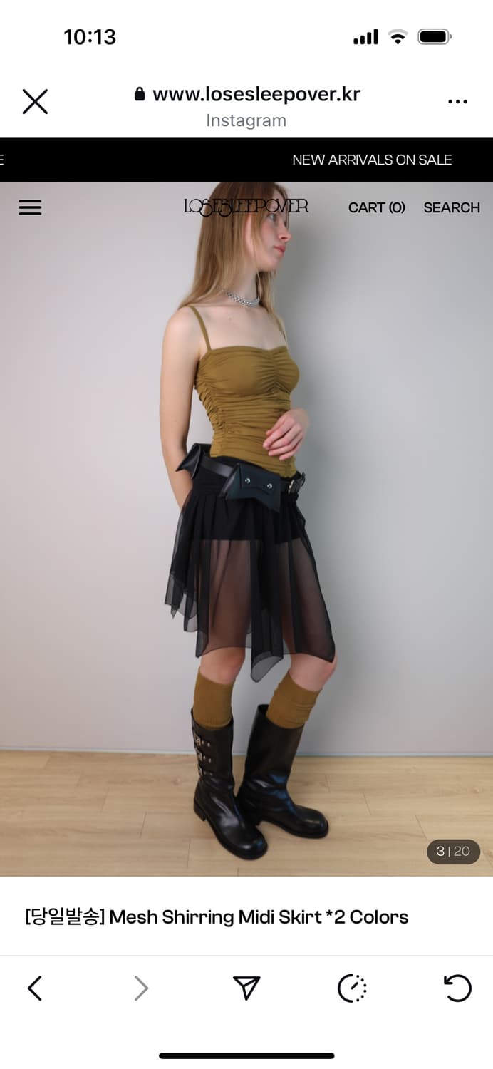 losesleepover Mesh Shirring Midi Skirt 상품이미지4