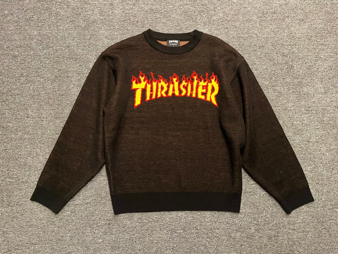 [100] 트레셔 thrasher 불꽃로고 니트  상품이미지1