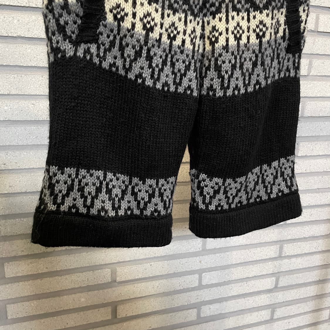 JPN VINTAGE 니트 반바지 노르딕 패턴 스트링 디테일 블랙 상품이미지5