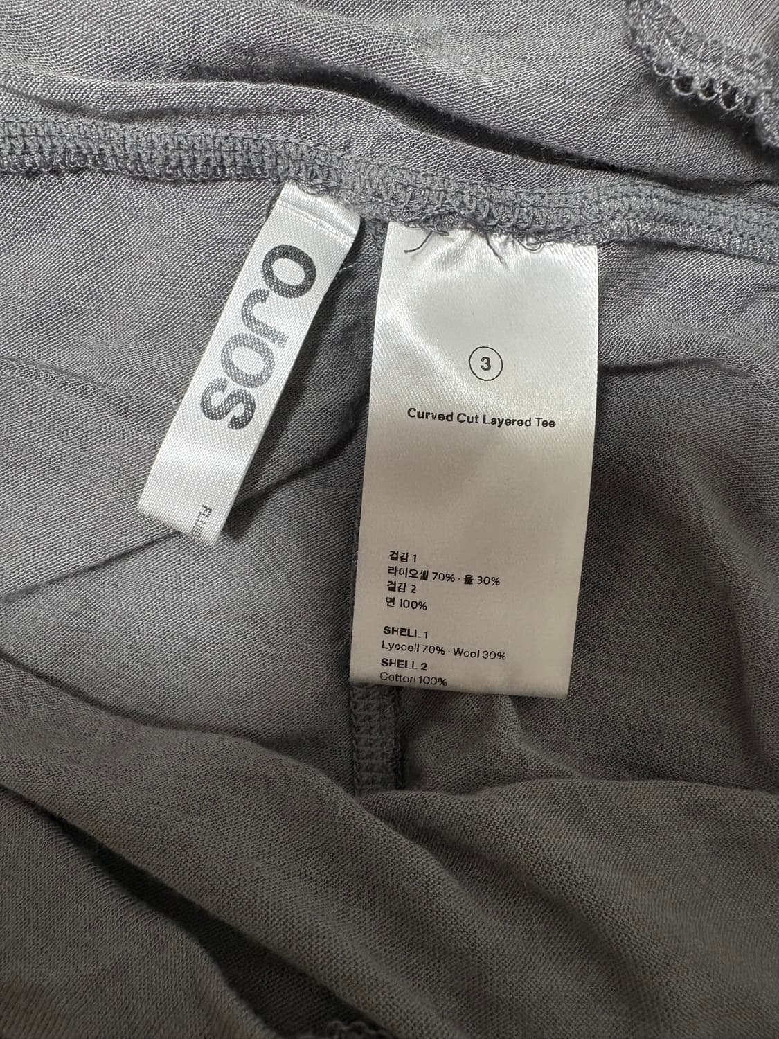 Curved Cut Layered Tee / Charcoal / 3사이즈 상품이미지4