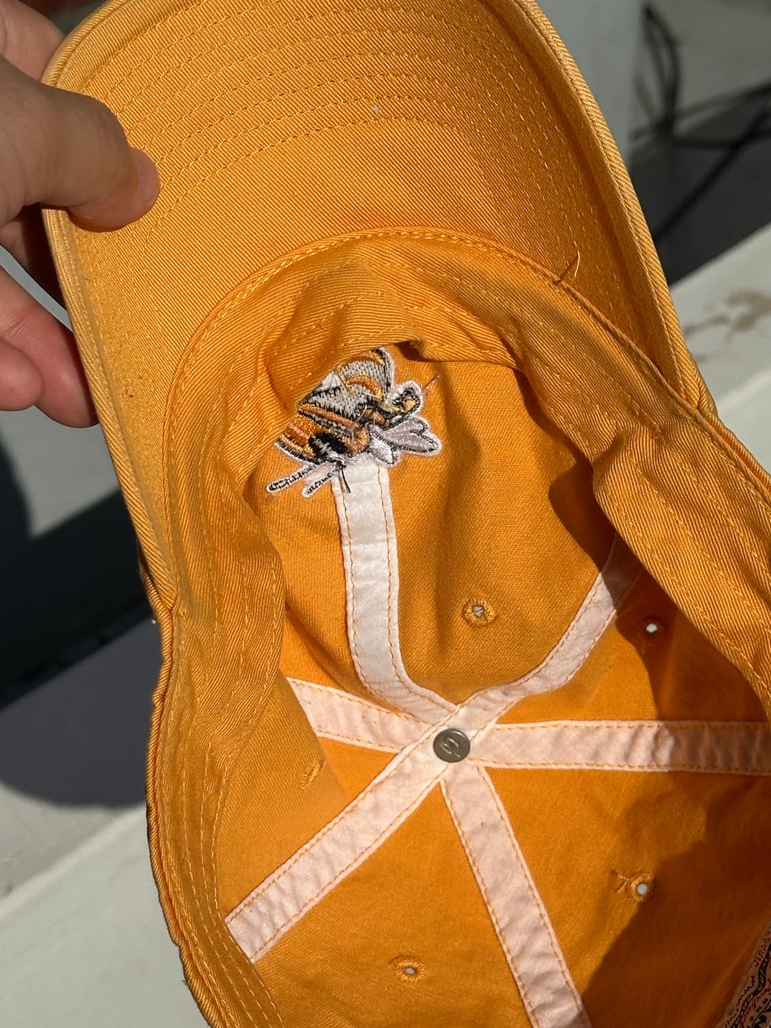 [L] 꿀벌 자수 빈티지 옐로우 볼캡 모자 상품이미지5