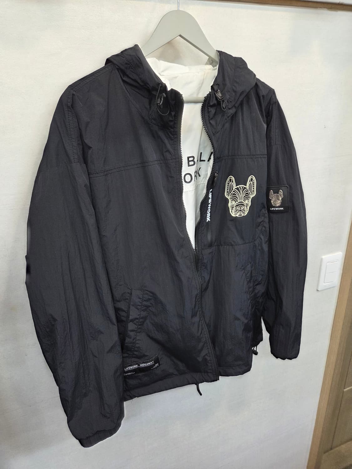라이프워크 리버시블 빅라독 레터링 바람막이 후드자켓 L 오버핏  상품이미지9