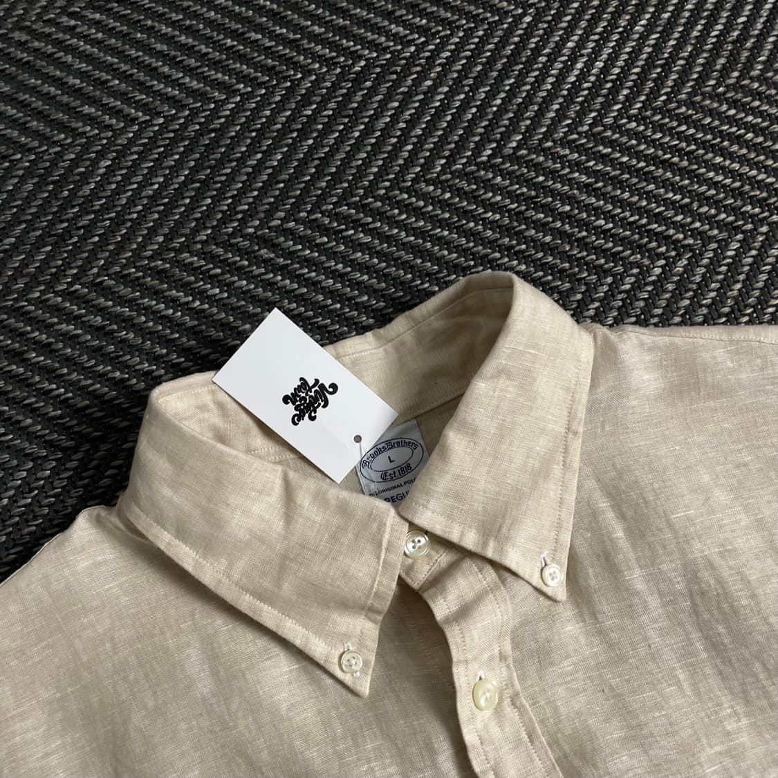 브룩스 브라더스 베이지 미니멀 린넨 셔츠y 3696 상품이미지6