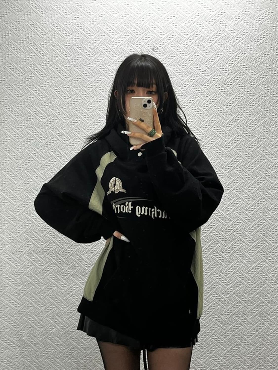 꼼파뇨 올드스쿨 Y2K 크래킹 스냅 스트릿 키치 후드티 XL C10858 상품이미지1