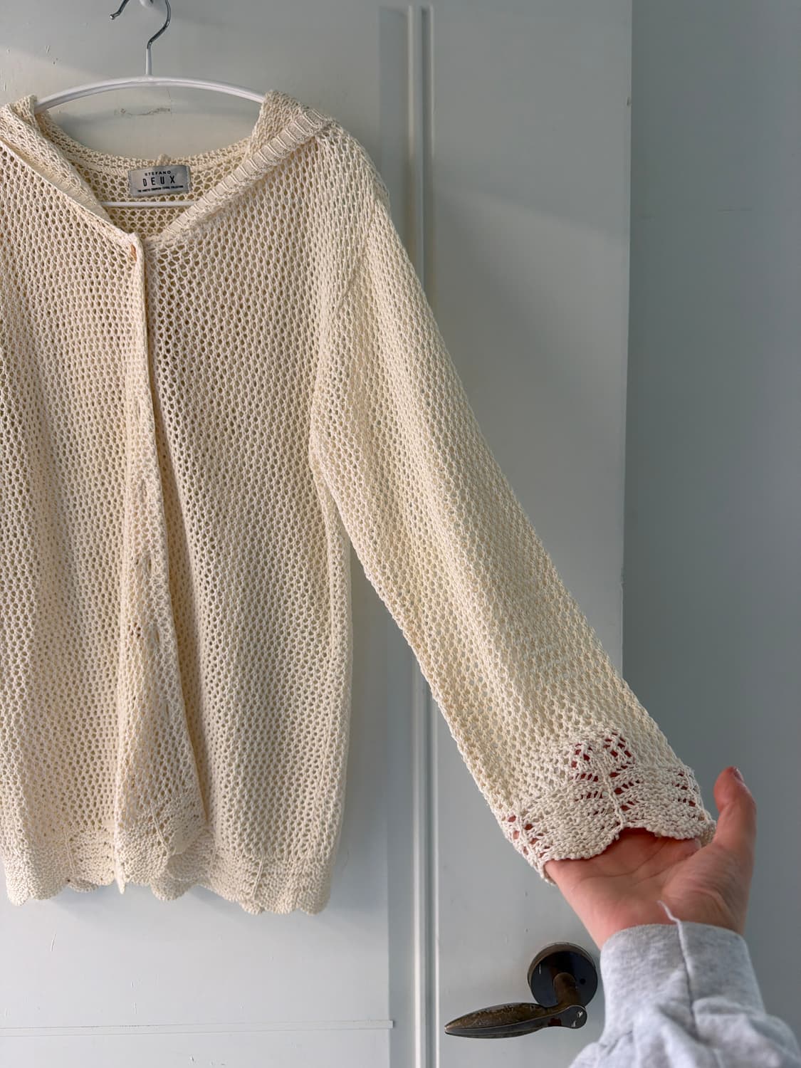 일본빈티지 크로셰 썸머 니트 후드 가디건 상품이미지6