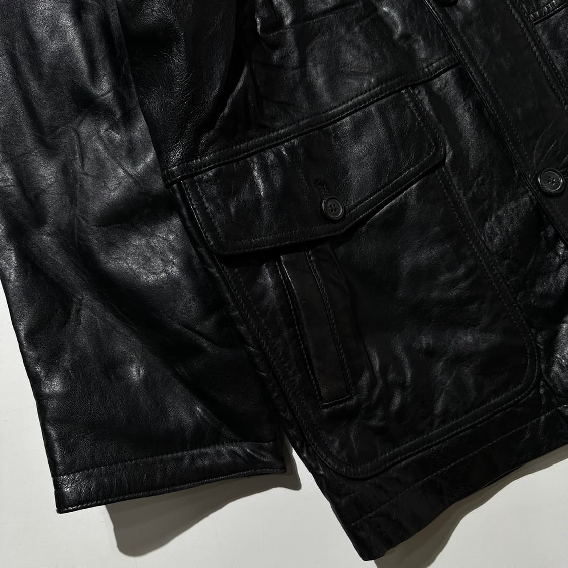 Bright Light 램스킨 싱글 레더 카코트 블랙 상품이미지6