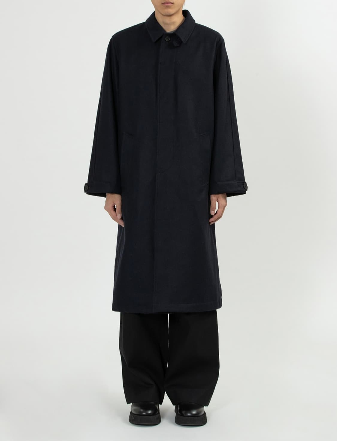 L 쿠온 플라넬 오버코트 다크네이비 상품이미지1