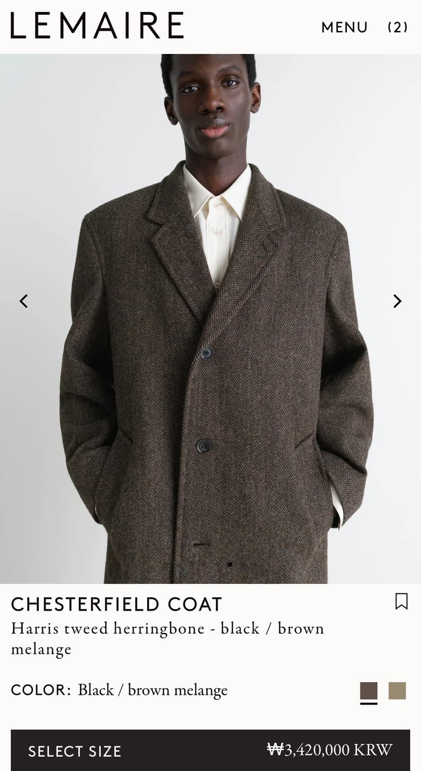 르메르25fw/해리스 트위드 채스터필드 코트 상품이미지1