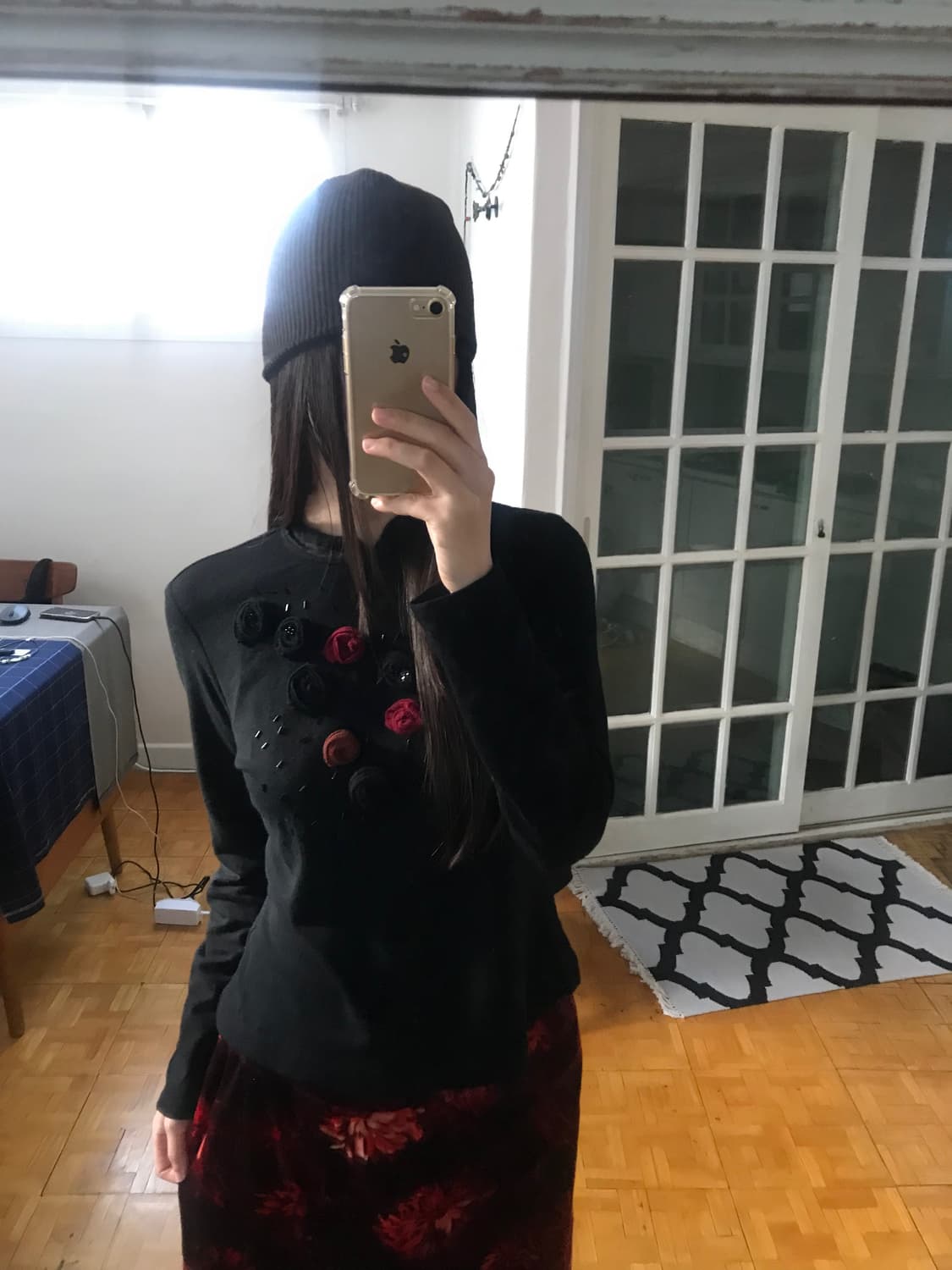 vintage rose black top 상품이미지3