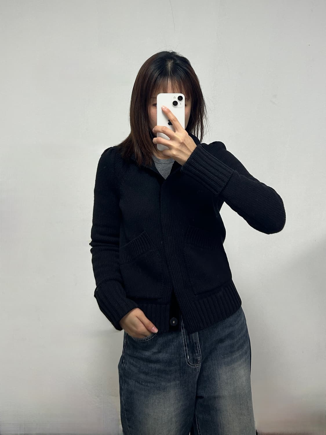 켈빈클라인 빅포켓 니트 가디건 블랙 상품이미지1