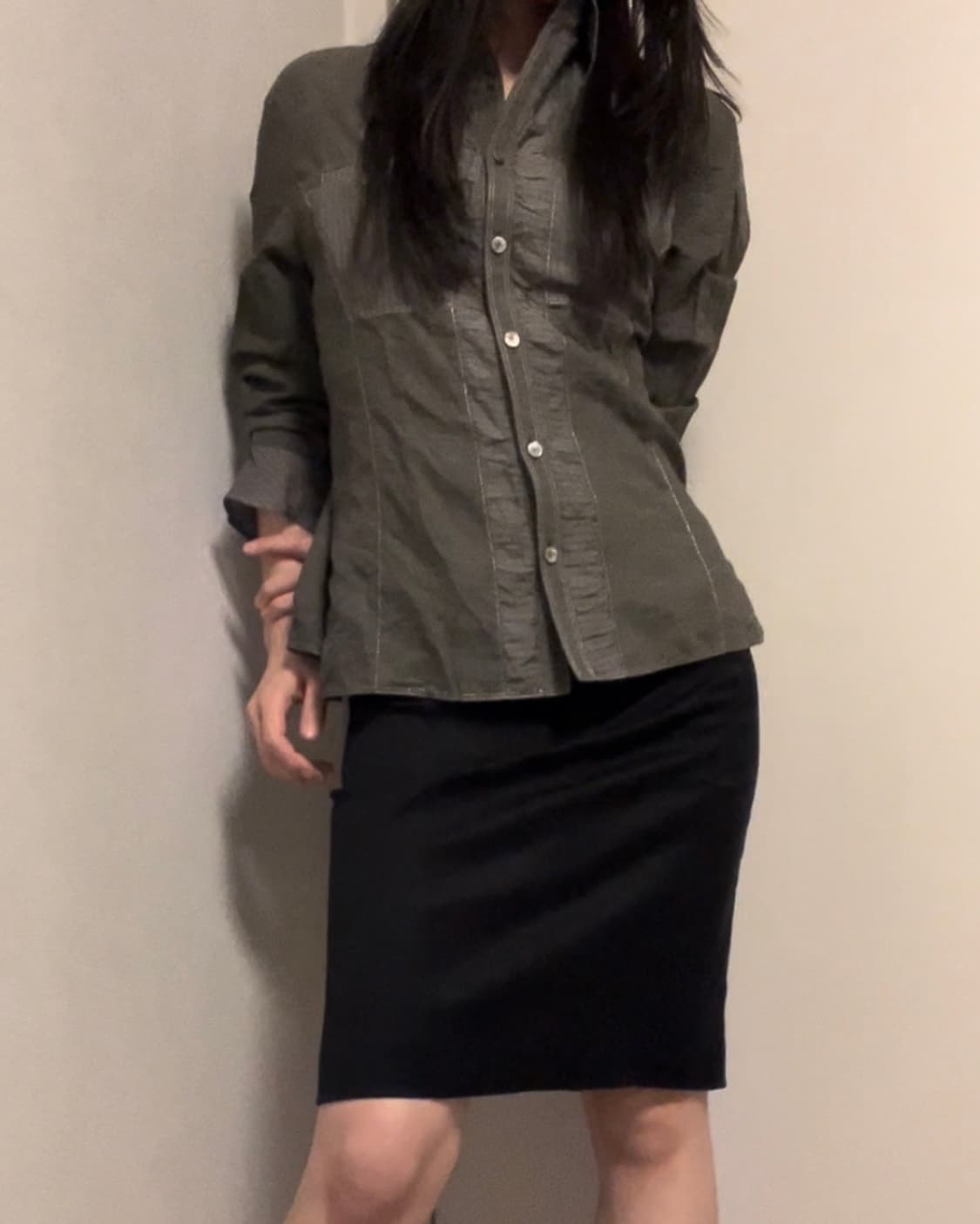 slit point black midi skirt 상품이미지3