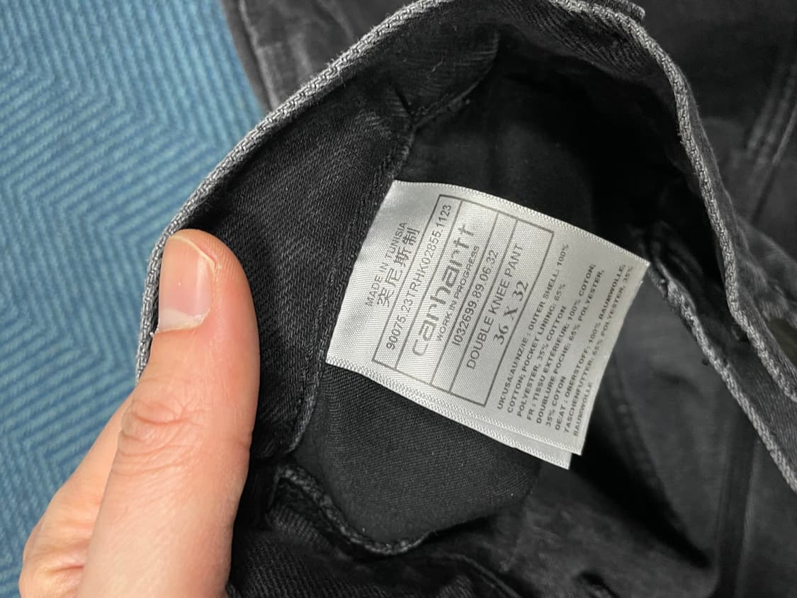 칼하트 WIP 더블니 블랙 데님 36x32 새상품급 상품이미지5