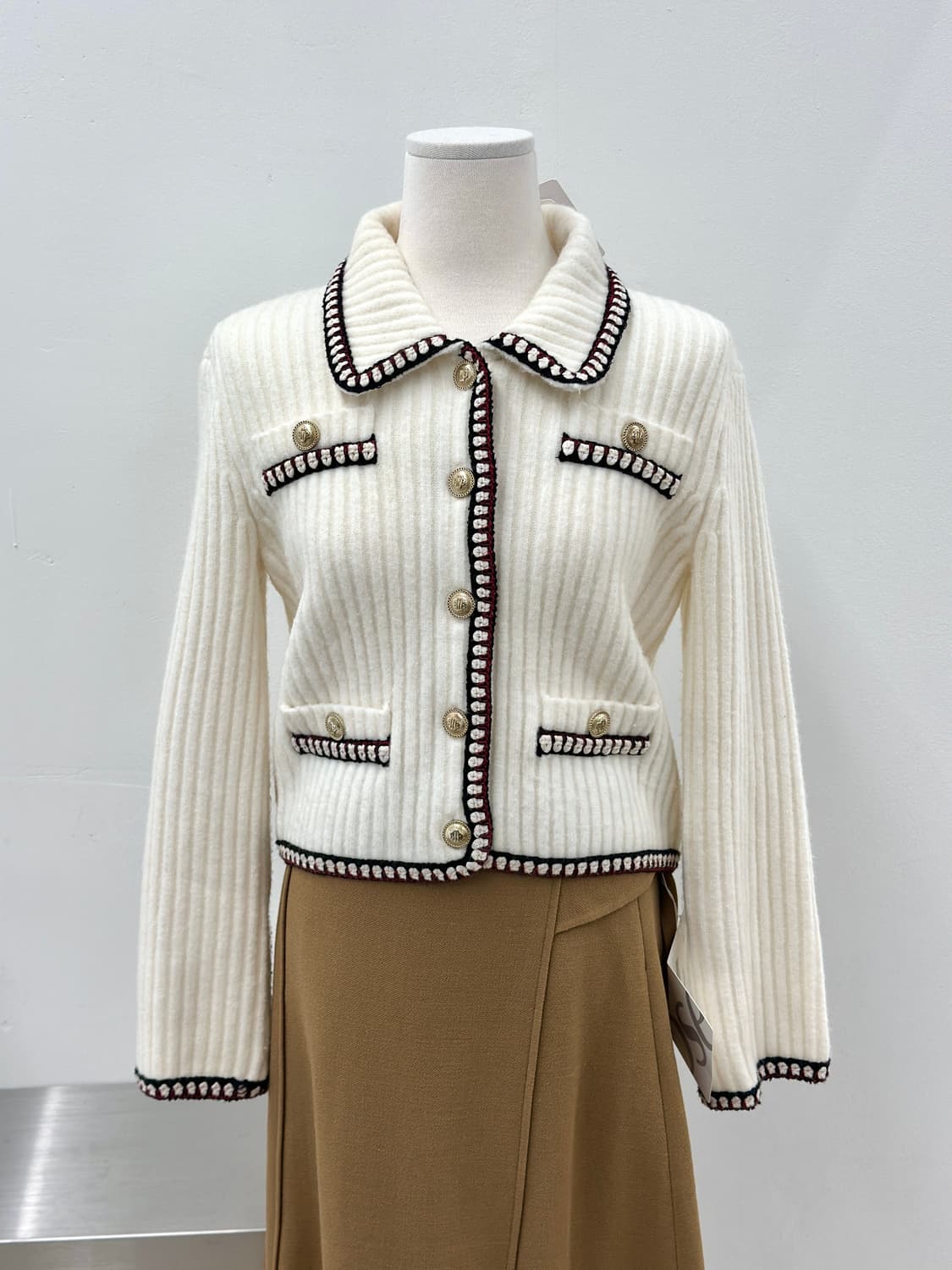 마쥬 콘트라스트 골지 니트 가디건 상품이미지1