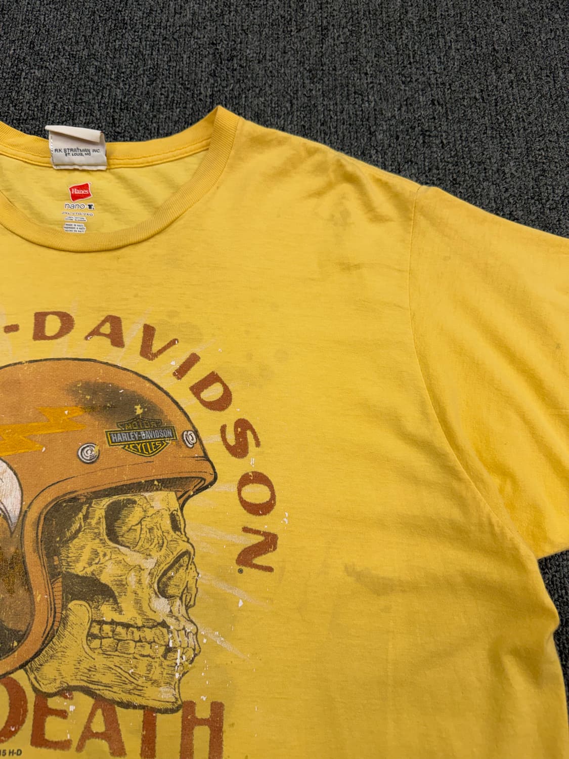 2XL) 할리데이비슨 빈티지 스컬 프린팅 반팔 티셔츠 상품이미지5