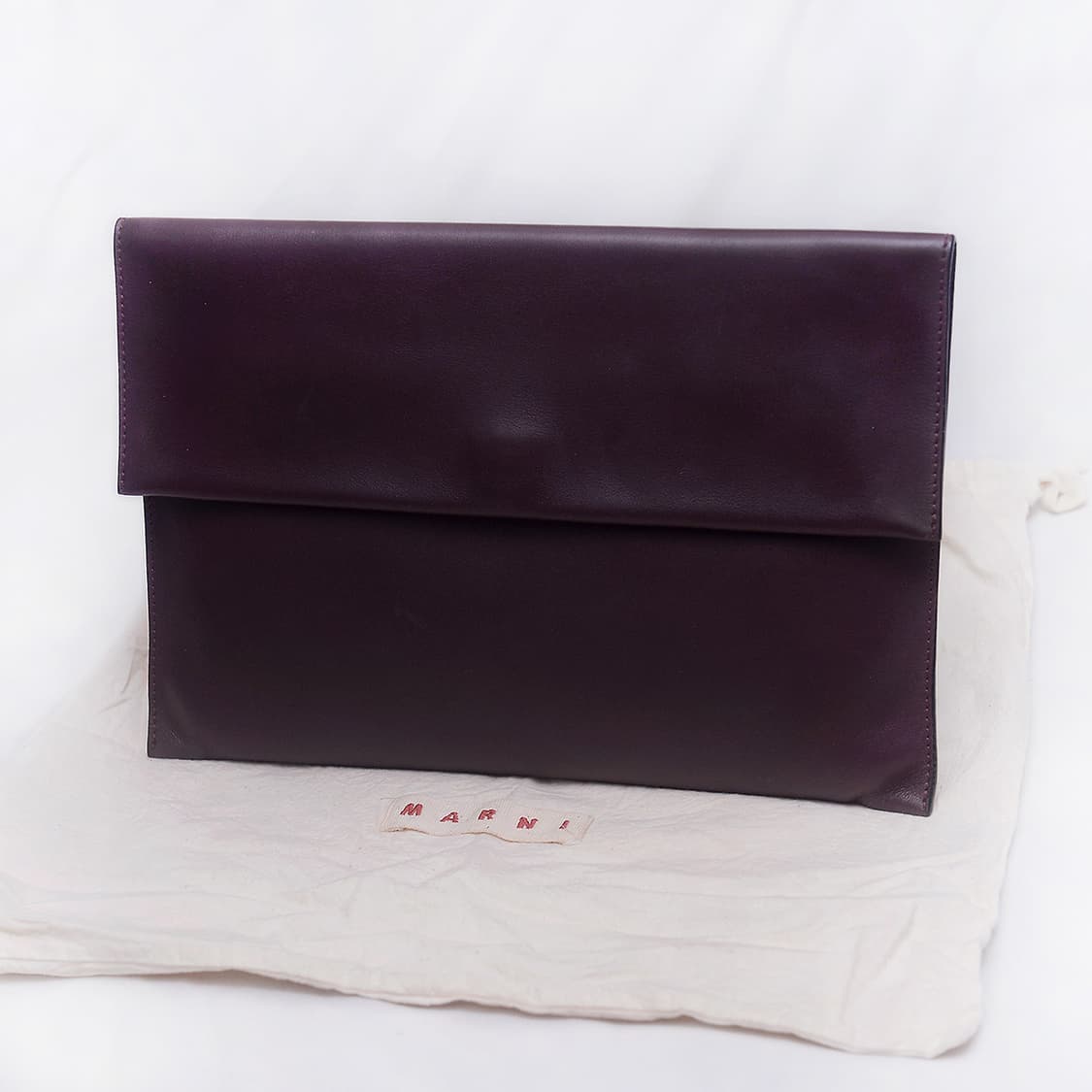 마르니 (MARNI) 버건디 나파레더 카프스킨 플랩 클러치백 상품이미지1