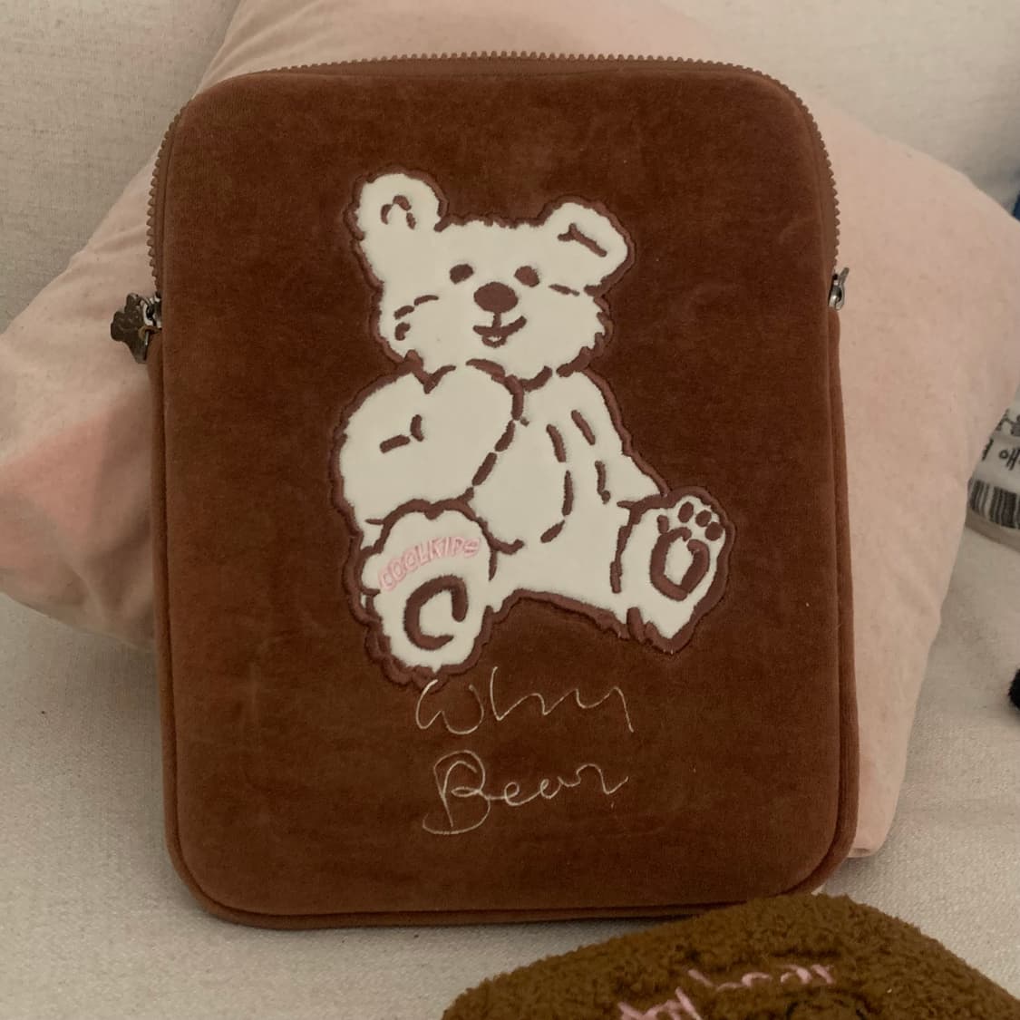 쿨키즈타운 테디 와이베어 초코 브라운 퍼 아이패드 파우치 케이스 상품이미지4