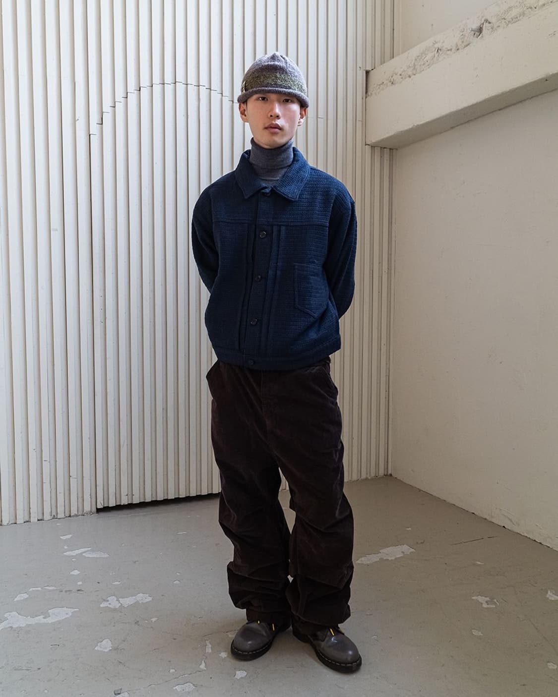 카락터 Weave trucker jacket / Navy 상품이미지1