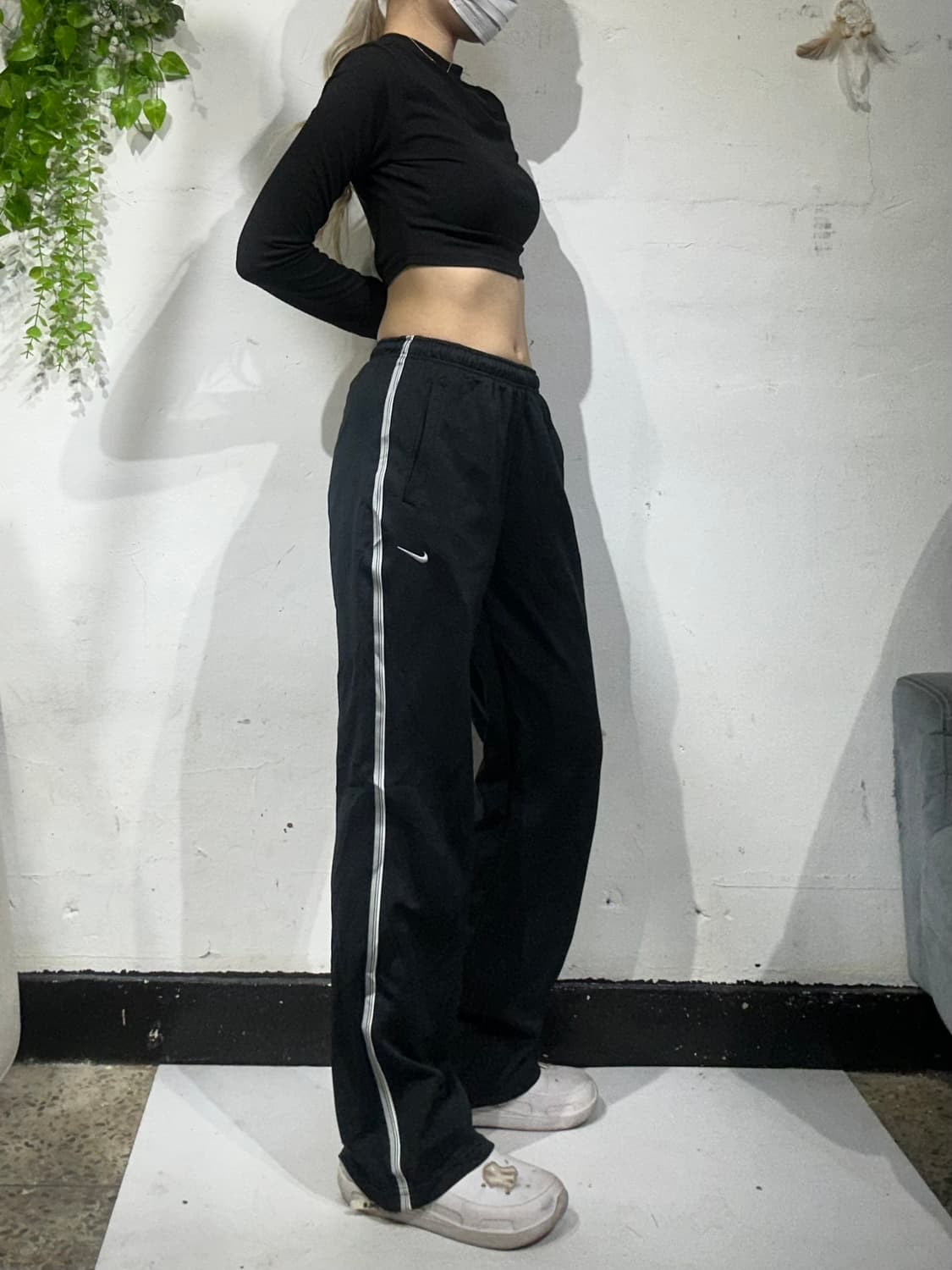 00s 나이키 블랙 그레이 사이드 라인 와이드 팬츠 S 상품이미지1