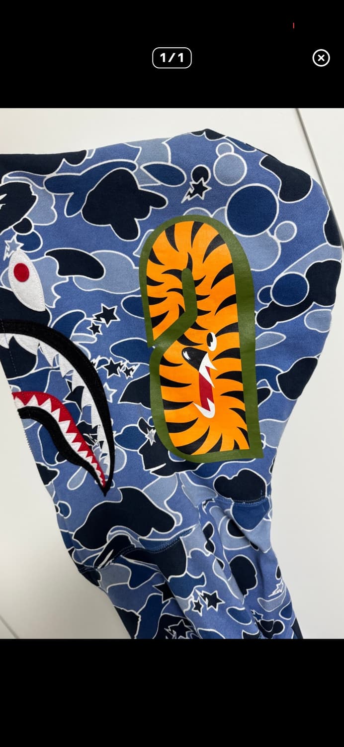 베이프 스타 카모 청계 후드집업 샤크 블루 BAPE XL 상품이미지3