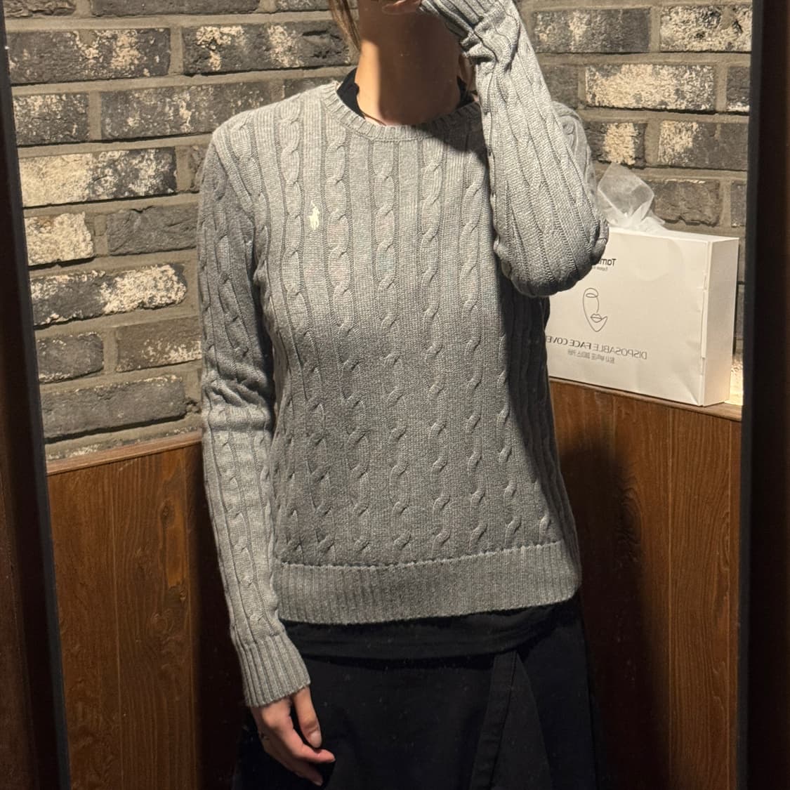 S) 폴로 랄프로렌 케이블 꽈배기 니트 그레이 W30 상품이미지8