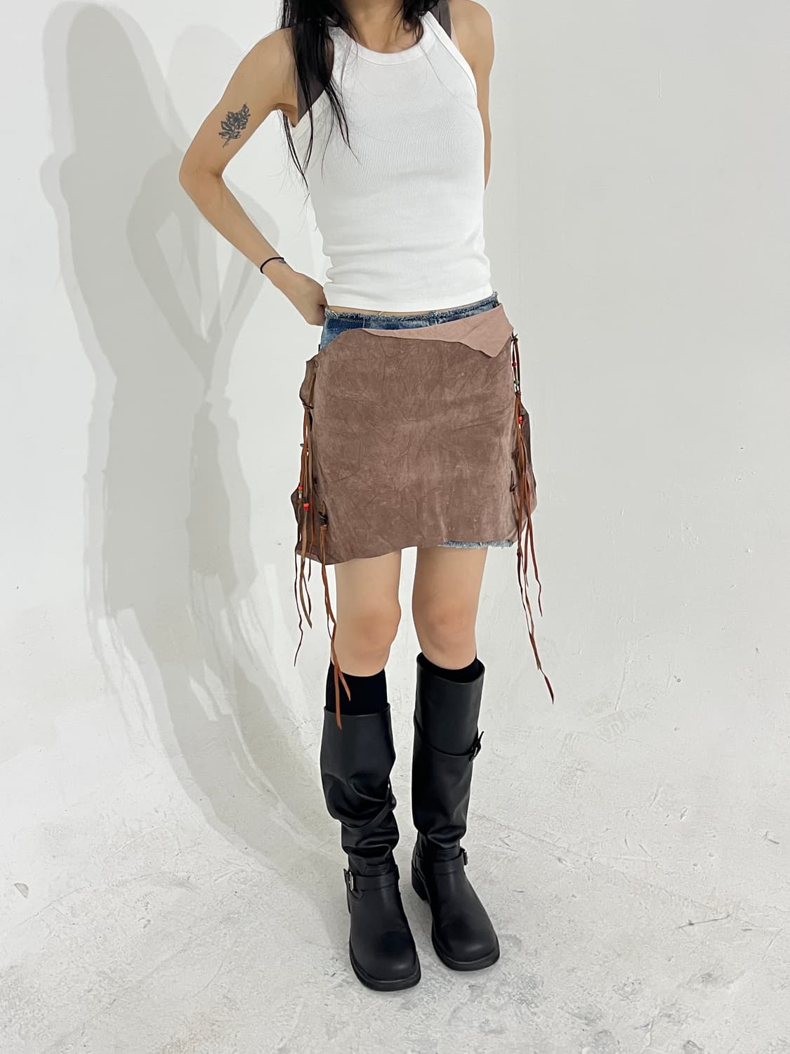 Junglecat leather denim skirt 상품이미지2