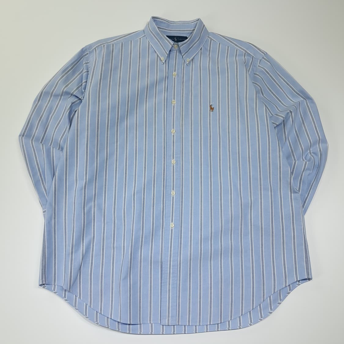 CL520 2XL 폴로 90s 홍콩판 올드스쿨 스트라이프 블루 셔츠 남 상품이미지1