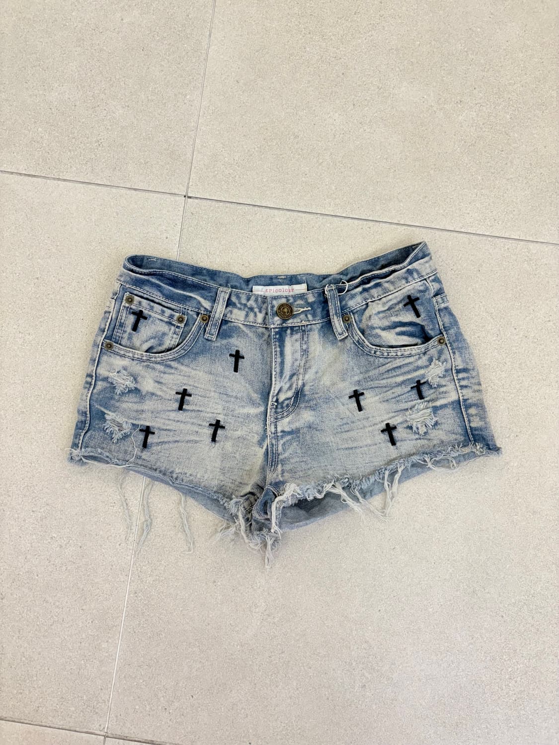 십자가 데님 숏팬츠 상품이미지1