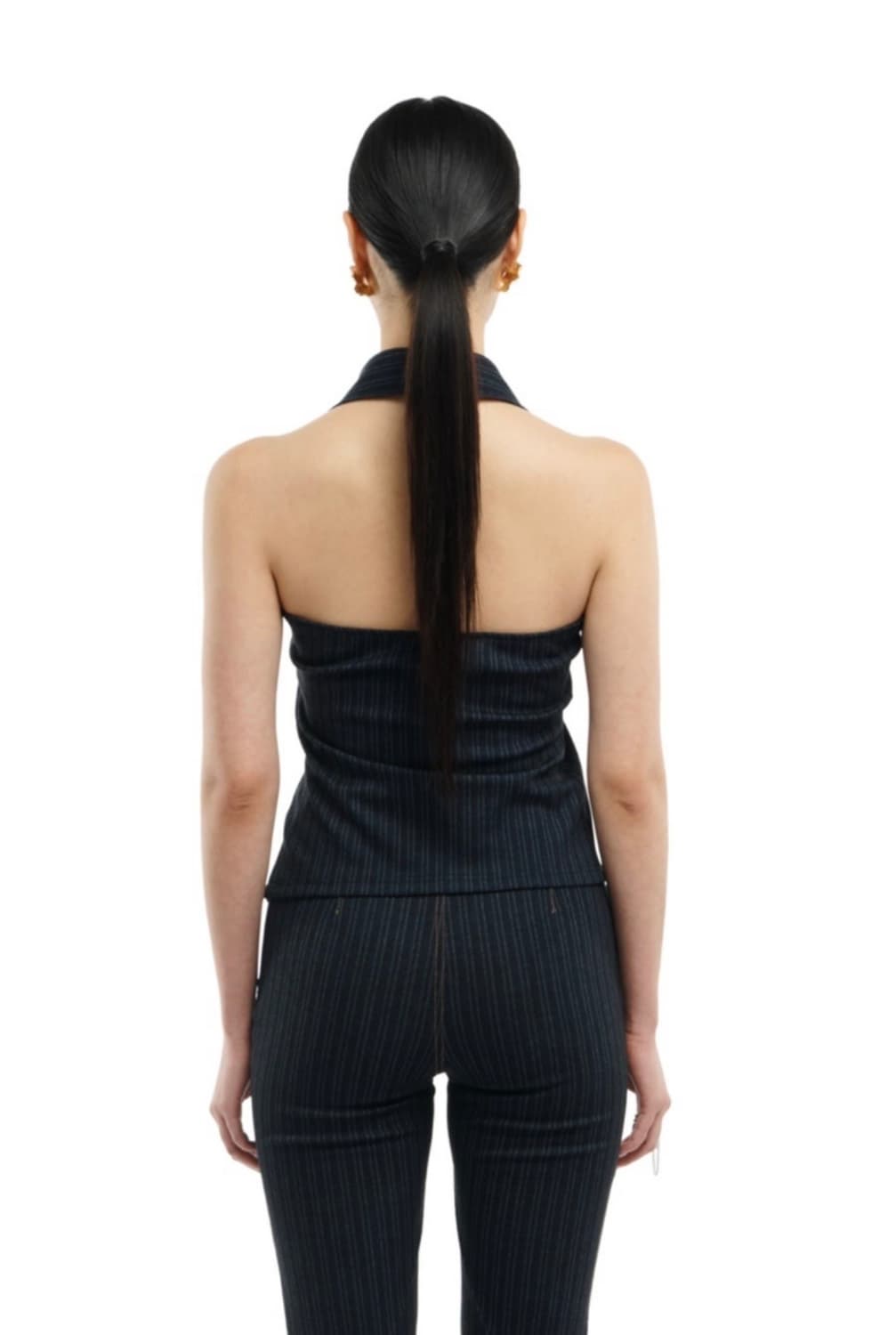 KYO 다이애그널 홀터넥 카라 슬리브리스 상품이미지2
