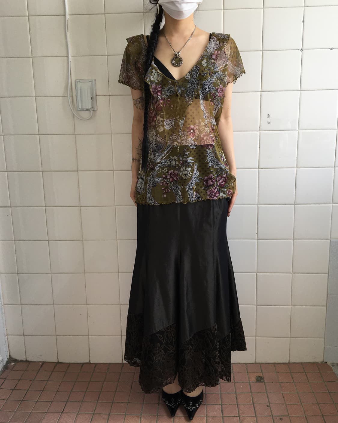 Flower pattern mesh top 상품이미지6
