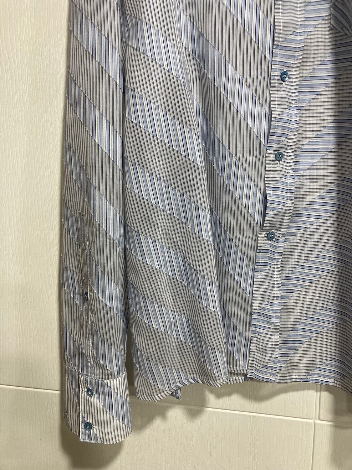 2000s 로베르토 까발리 비대칭 스트라이프 셔츠 상품이미지3