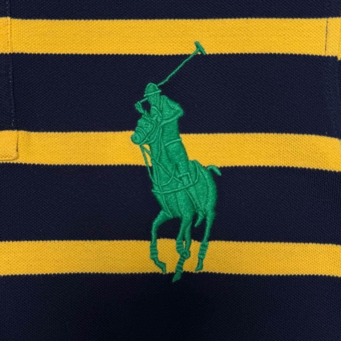 폴로 랄프로렌 빅포니 스트라이프 PK 카라 티셔츠 네이비 옐로우 L 상품이미지2