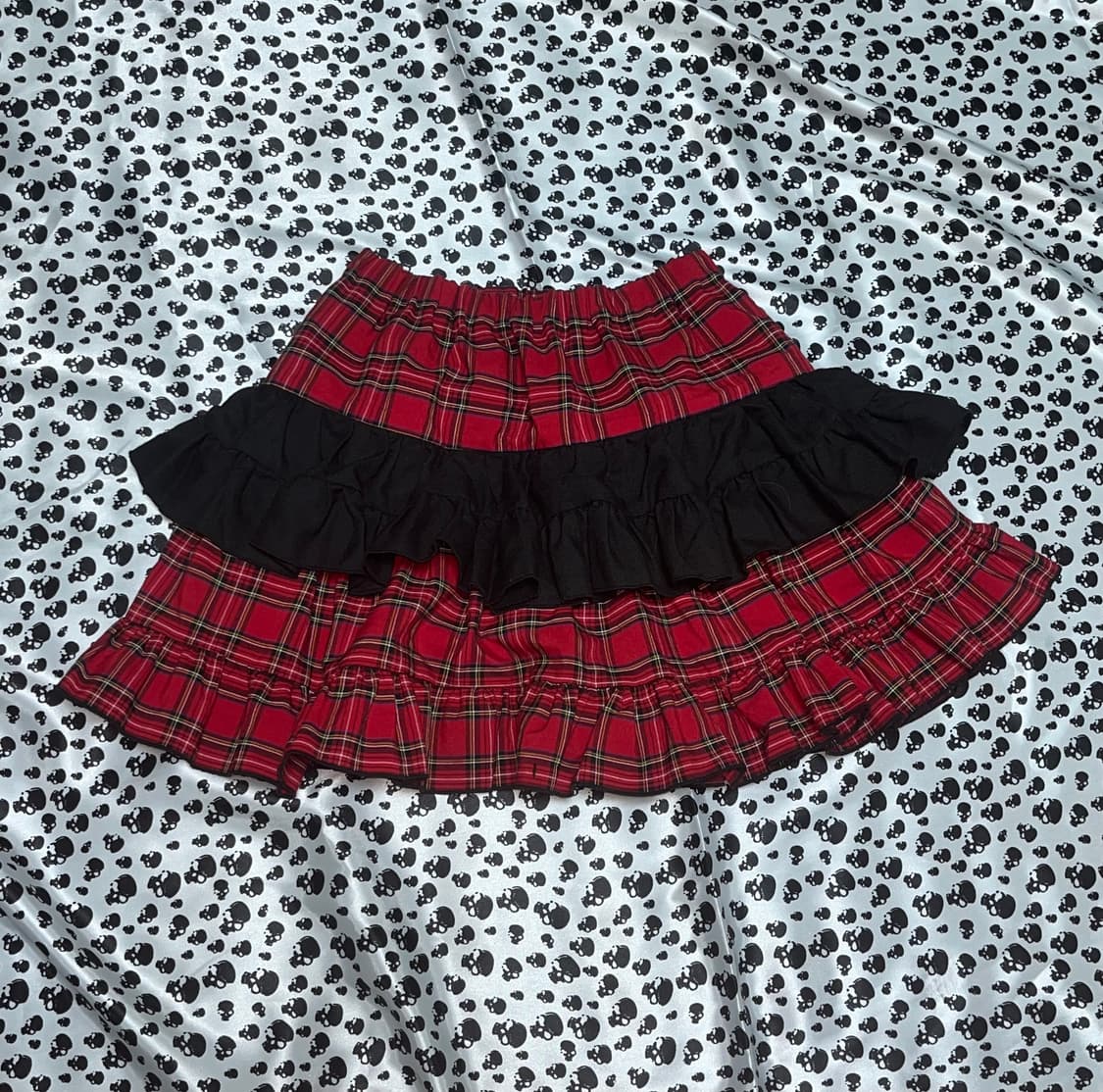 백란빈티지)) 캐캐체깔 펑갸루 타탄체크 캉캉스커트 상품이미지1