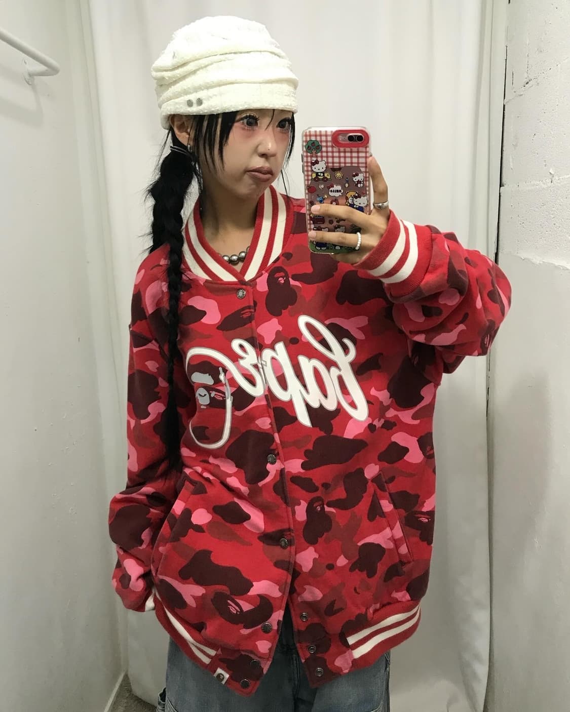 Bape Red Camouflage Varsity Jacket 상품이미지6
