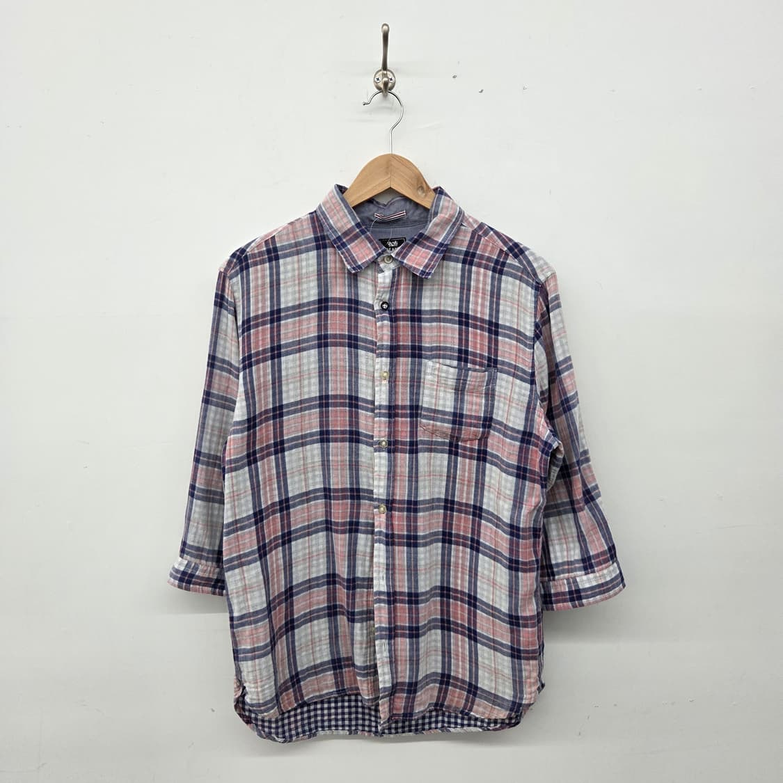 빔즈 체크 7부 셔츠 여XL 상품이미지1