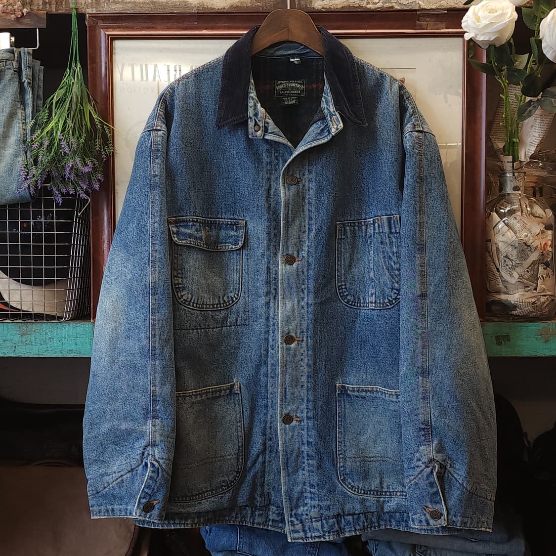 90s 폴로 컨트리 초어자켓 블랭킷 라이닝 데님 헌팅자켓 L 상품이미지2