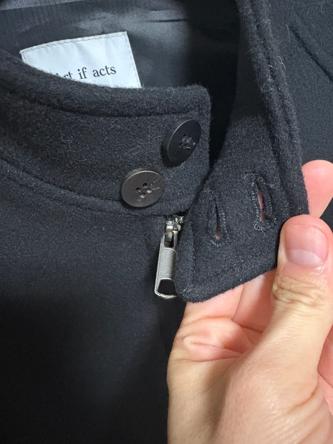 아트이프액츠 울 캐시미어 아티클 해링턴 자켓 / 블랙, L 상품이미지3