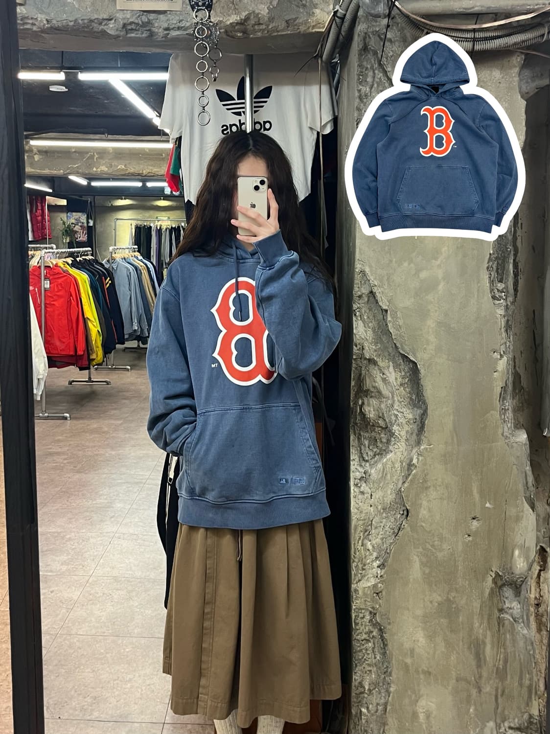 뉴에라 피그먼트 로고 후드티 블루 100 #csz2315 상품이미지1