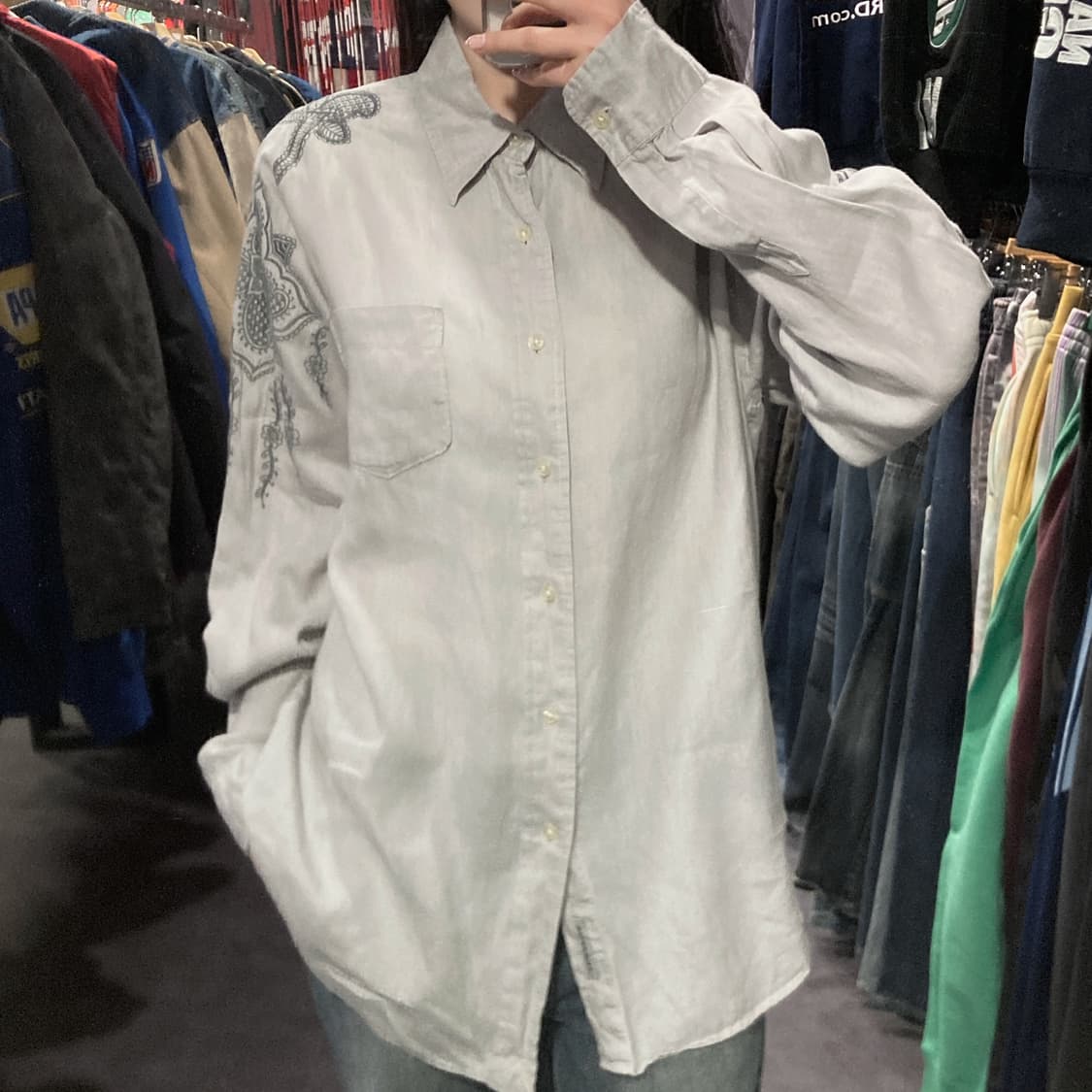 [IM] vtg 그레이 패턴 셔츠 상품이미지2