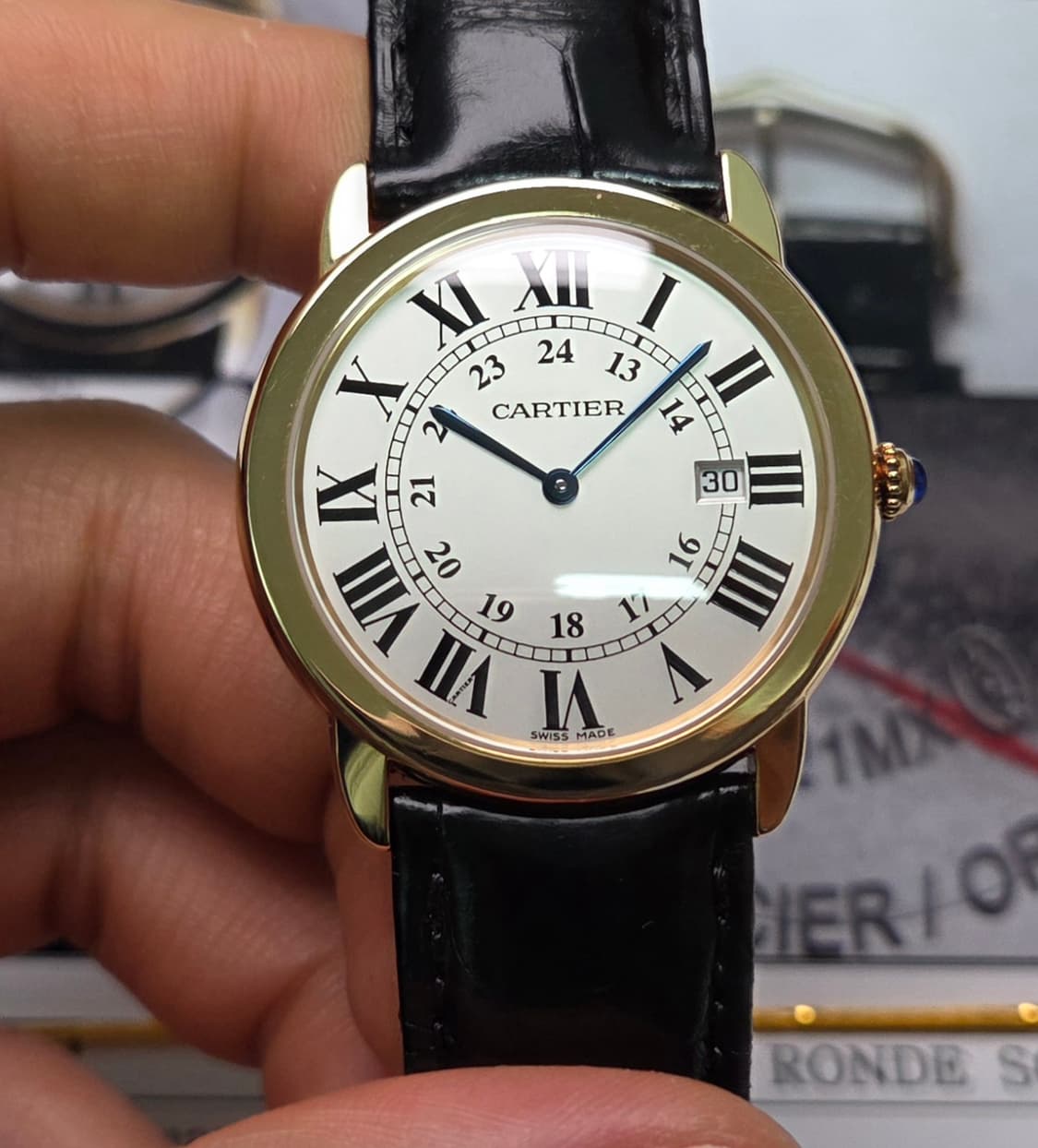 까르띠에 롱드솔로 18K올금통 실버로만판 36mm 쿼츠 (감정서 포함) 상품이미지2