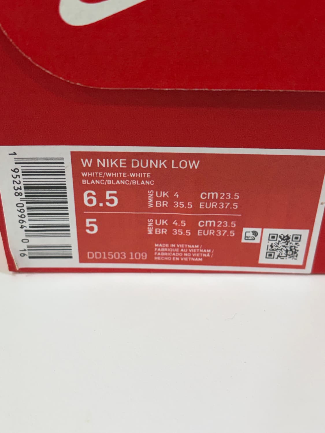 나이키 덩크로우 화이트 235 상품이미지6