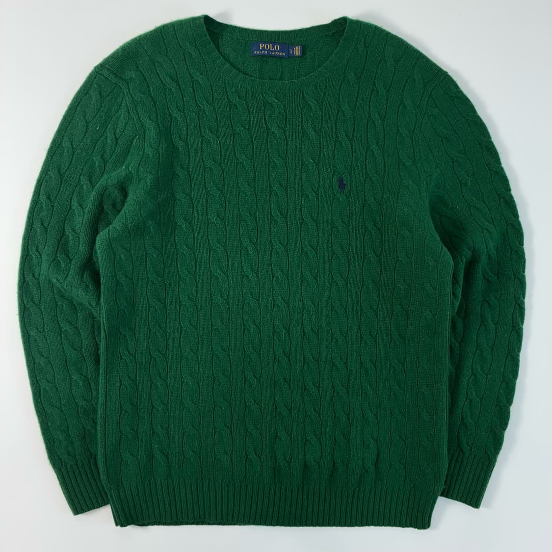 Polo  폴로 랄프로렌 자수 울 그린 꽈배기 니트  상품이미지1