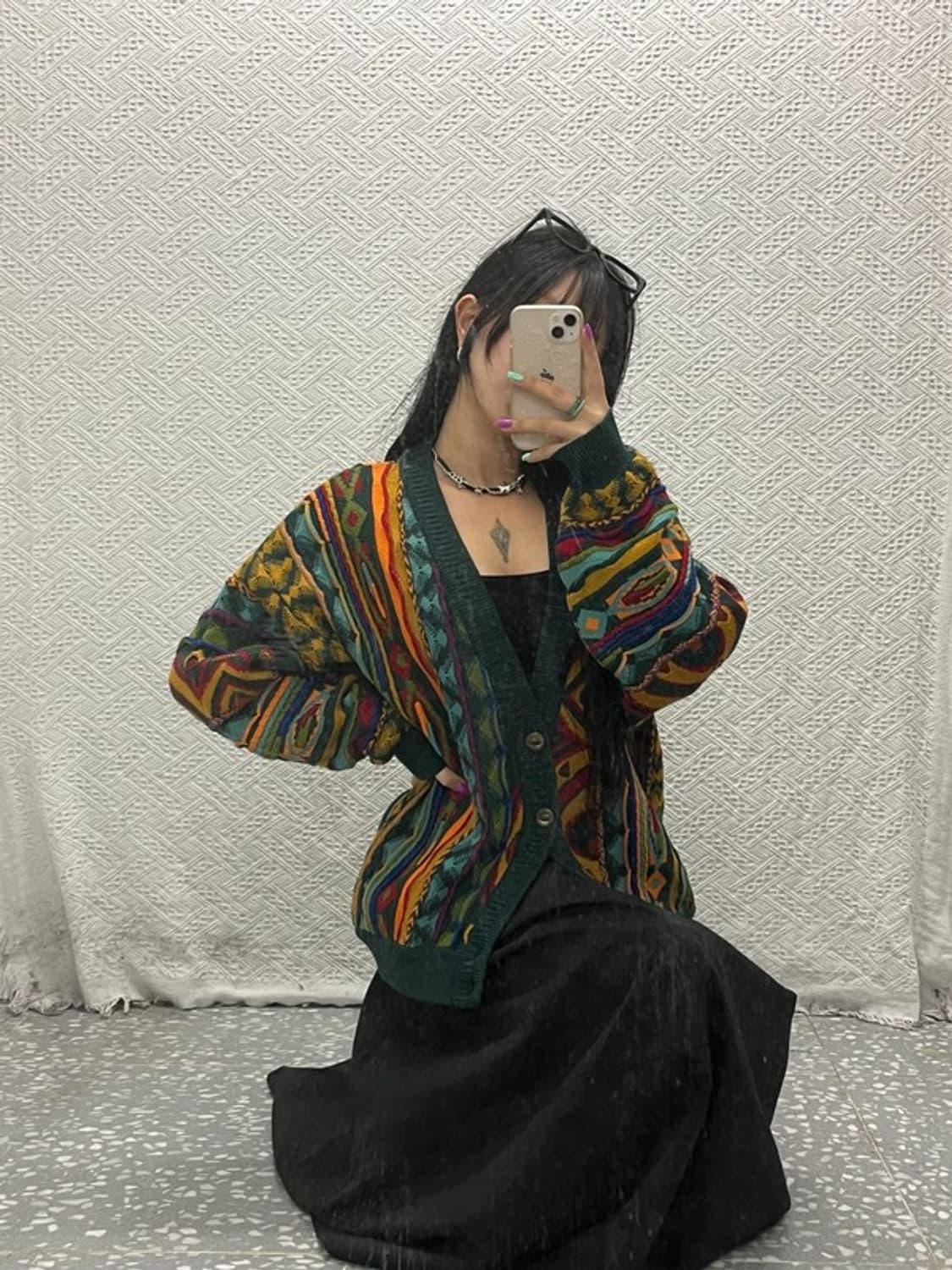 게오쿠 보헤미안 에스닉 패턴 메리노울 니트 가디건 S C06803 상품이미지1