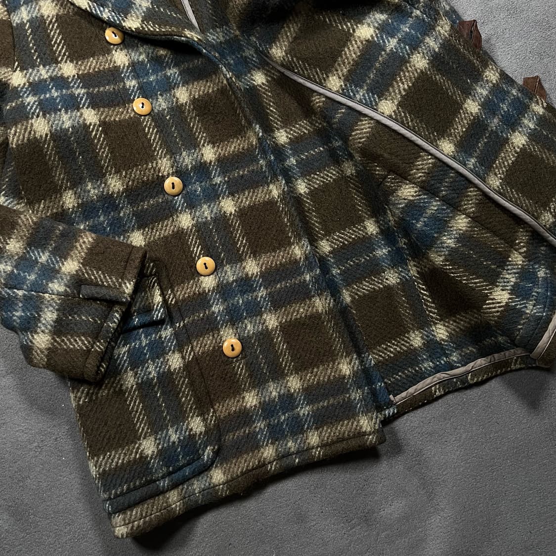 DRIES VAN NOTEN 드리스반노튼 브라운 체크 울 더플 코트 상품이미지3